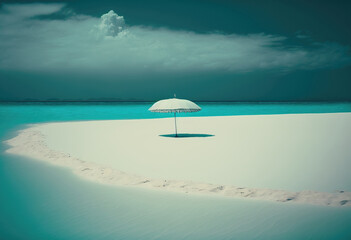 beach with umbrella. sketch art for artist creativity and inspiration. generative AI	