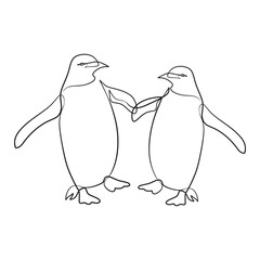 Penguin continuous one line art drawing