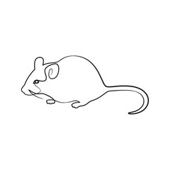 Rat mouse continuous one line drawing