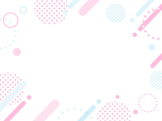 春　ピンク　水色　ポップ 　フレーム　背景	