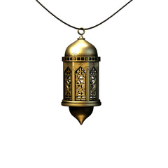 3d render of a lantern with golden material, transparent background © hendi
