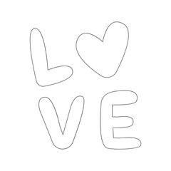 Font Love Valentine Sticker Outline 2D Illustration