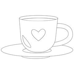 Tea of Love Valentine Sticker Outline 2D Illustration