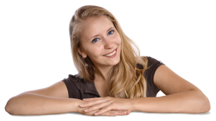 young pretty blonde leaning on a corner