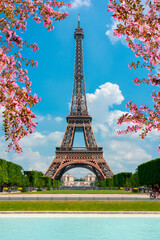 Fototapeta na wymiar Eiffel Tower and Field of Mars in spring, Paris, France