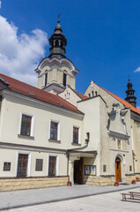 Fototapeta na wymiar Tower of the historic jesuit monastery in Nowy Sacz, Poland