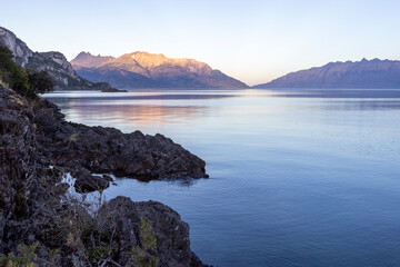 Sunset over the beautiful Lago General Carrera in southern Chile