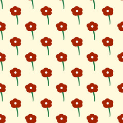 Vibrant seamless vector pattern of dark red flowers for wrapping and printing