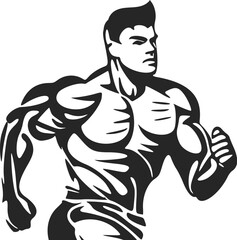 Elegant black and white logo featuring a sporty man. Good for the gym.