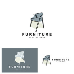 furniture logo, home furnishing design, room icon illustration, table, chair, lamp, frame, clock, flower pot