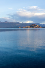 Sunset over the beautiful Lago General Carrera in southern Chile