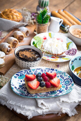 Assorted peruvian desserts peru sweet food buffet table brunch