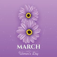 March 8 happy women's day floral greeting template vector 