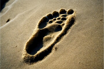 Fototapeta na wymiar Human footprint in sand