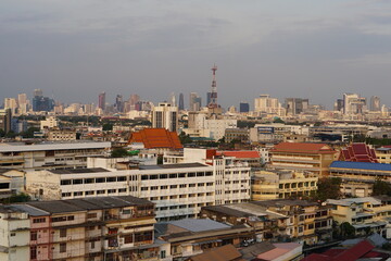 Thailand Bangkok city from above, view from Golden Mount