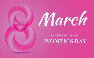 March 8 international women's day greeting template with 3d pink number eight vector 
