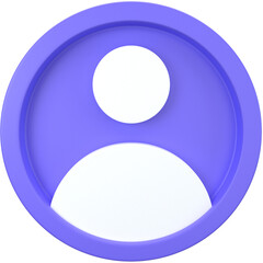 3d User Icon on purple, for UI, poster, banner, social media post. 3D rendering
