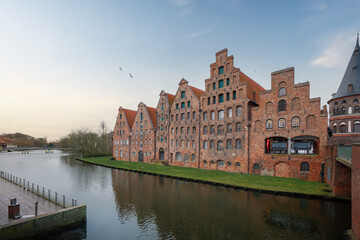 Salzspeicher (Salt Storehouses) Buildings at Trave River - Lubeck, Germany