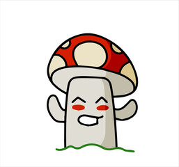 Mushroom character. Funny children drawing