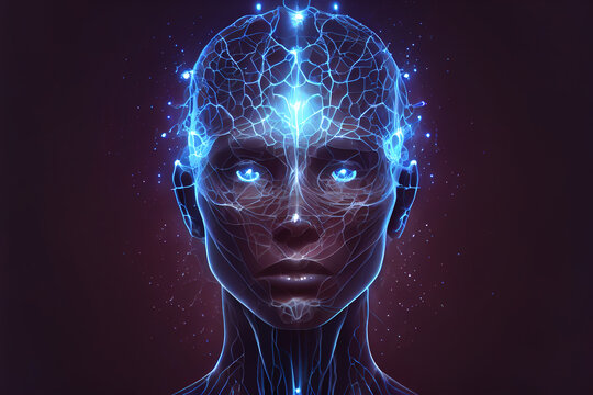 artificial intelligence. extraterrestrial intelligence. alien humanoid. 3d illustration. Generative AI