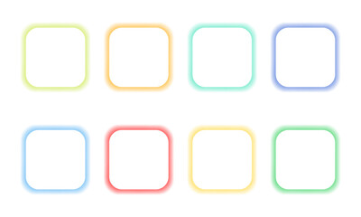 Shining frame on white background. Shine effect. Light glow on square. Vector 10 Eps.