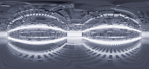 3D render of a futuristic spaceship room. HDRI 360 panorama.