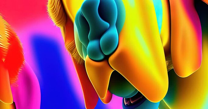 golden retrievers trippy animation generative ai abstract colorful background neon fluorescent airbrush