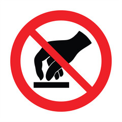 Do not touch, prohibition sign with horizontal lines. Isolated vector illustration