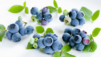 葉のついたブルーベリー