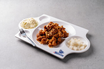 Korean food dishes fried chicken 닭 튀김