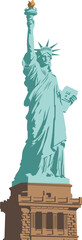 Statue of liberty illustration isolated on white background. Patriotic mood