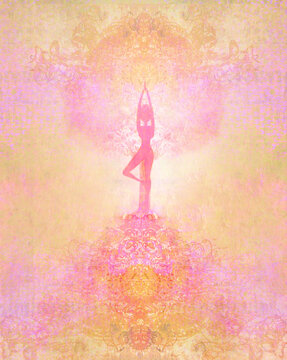 Tree of Life Women Yoga grunge Poster
