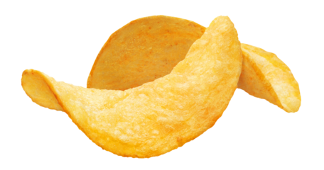 Delicious potato chips cut out