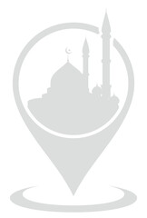 Mosque Location Silhouette for Icon, Symbol, Apps, Website, Logo, or Graphic Design Element. Format PNG