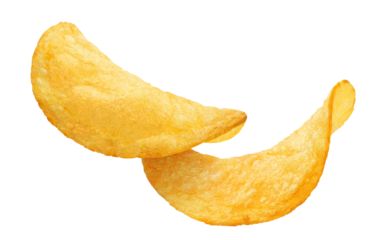 Delicious potato chips cut out