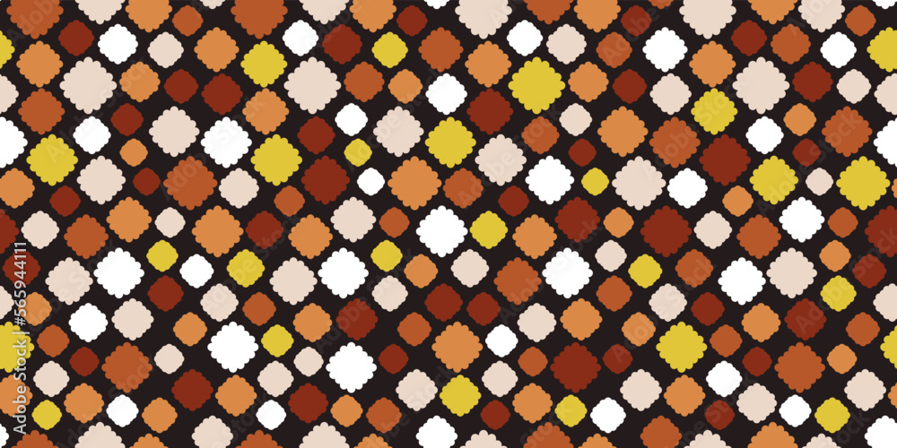 Poster Brown and yellow large spiked forms. Vector for print and design of seamless decors.