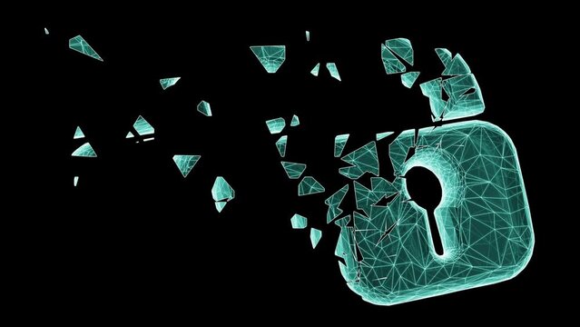 Three-dimensional lock icon isolated on black background. 3D illustration.