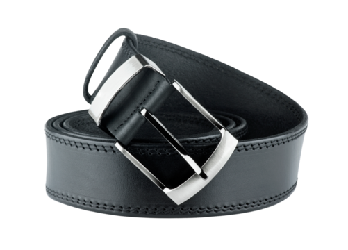 Black belt for men isolated on transparent background. Png format	
