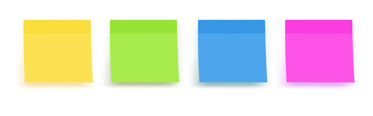 Sticky colored notes. Post note paper. Vector
