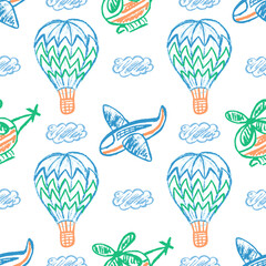 Seamless pattern. Children's drawings with wax crayons
