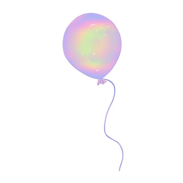Neon balloon, abstract minimalist liquid gradient. Hand-drawn raster illustration. Holiday design. 