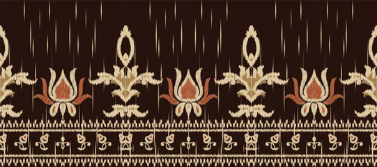 African Ikat paisley embroidery. Batik Textile ikat diamond seamless pattern digital vector design for Print saree Kurti Borneo Fabric border Ikkat Dupatta