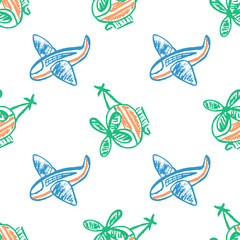 Seamless pattern. Children's drawings with wax crayons