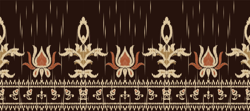 African Ikat paisley embroidery. Batik Textile ikat diamond seamless pattern digital vector design for Print saree Kurti Borneo Fabric border Ikkat Dupatta