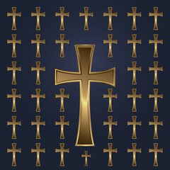  holy cross symbol with gold color, Premium holy cross icon, symbol for protection of soul and spirit vector illustration