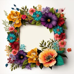 frame surrounded by flowers created with Generative AI technology