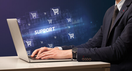 Businessman working on laptop concept