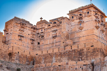 ancient heritage jaisalmer fort vintage view with bright sky at morning