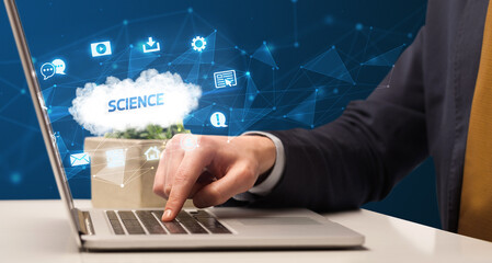 Businessman working with laptop concept