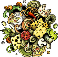 Pizza detailed cartoon illustration